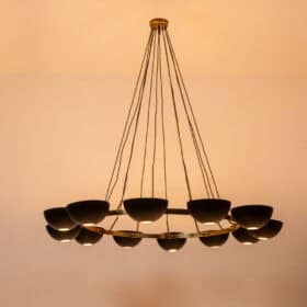 12-light Chandelier, Patinated Brass, Contemporary