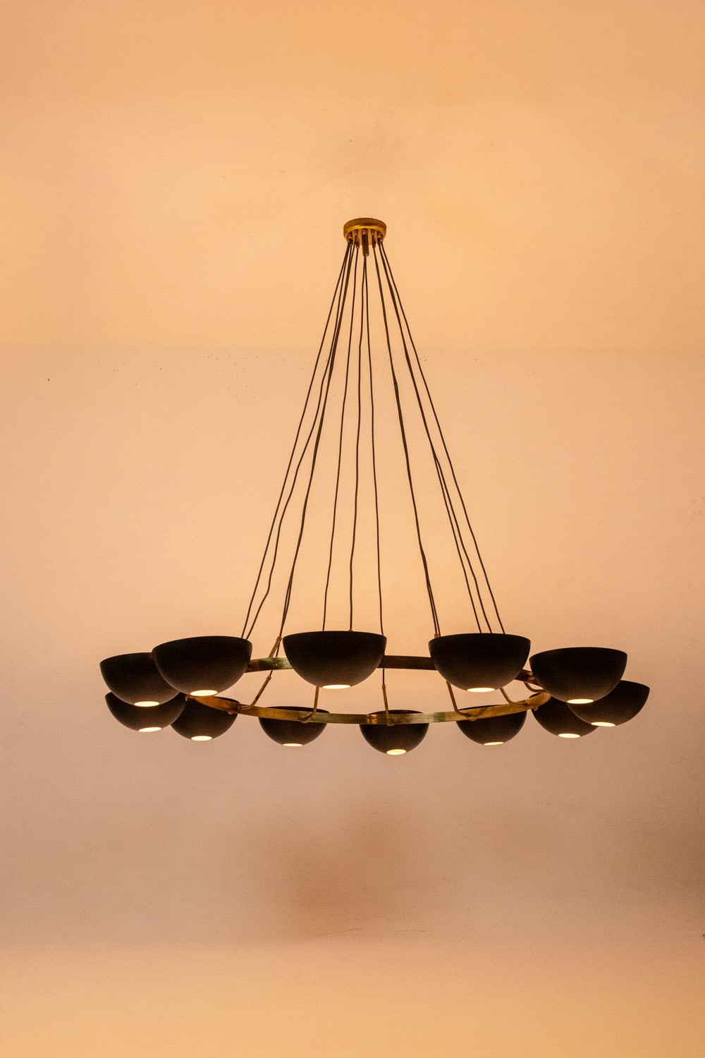 12-light Chandelier, Patinated Brass, Contemporary - Image 4
