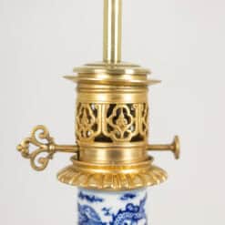 Antique French Blue and White Porcelain Dragon Lamps - Neck Detail - Styylish