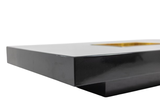 Willy Rizzo Coffee Table, Black Lacquered Wood, 1970s - Image 4