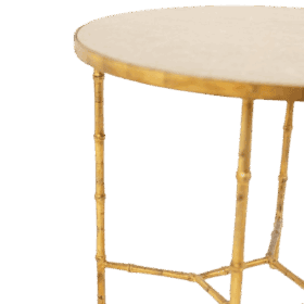 Bamboo-style Pedestal Table, Gold Metal Base