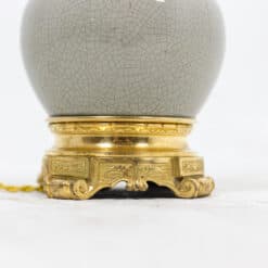 Antique Crackled Porcelain Lamp with Gilt Bronze - Base Detail - Styylish