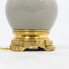Antique Crackled Porcelain Lamp with Gilt Bronze