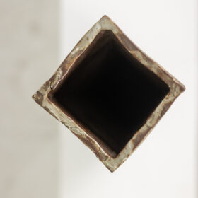 Brutalist-style Stoneware Vase with Plant Decoration, 1970s