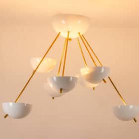 Stilnovo Gilded Brass Chandelier, Contemporary.