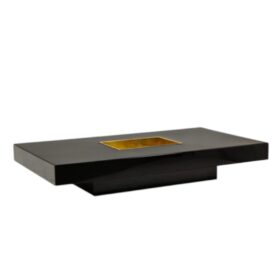 Willy Rizzo Coffee Table, Black Lacquered Wood, 1970s