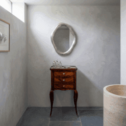 French Louis XV Side Table- in a powder room setting- Styylish