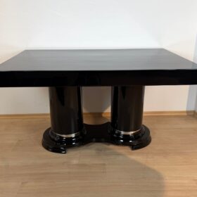 Art Deco Dining Table, Black Piano Lacquer, France, circa 1930