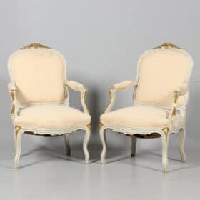 Swedish Gustavian Rococo Armchairs, Pair, Early 1900s