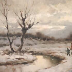 Oil Painting on Canvas, Winter Landscape, Signed Karpoff