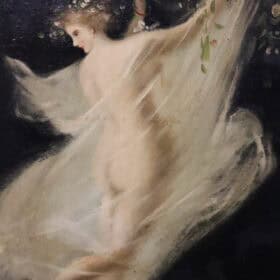 Italian 19th Century Antique Oil Painting on Board, Allegory of Spring