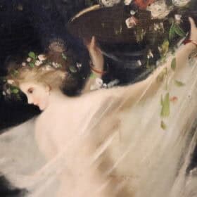 Italian 19th Century Antique Oil Painting on Board, Allegory of Spring