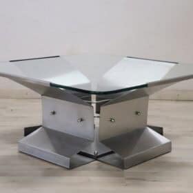 Italian Coffee Table, Steel and Glass, 1970s