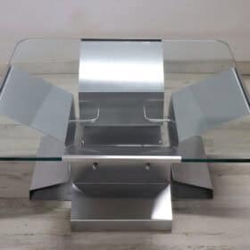 Italian Coffee Table, Steel and Glass, 1970s