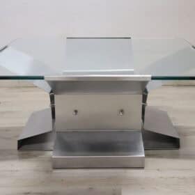 Italian Coffee Table, Steel and Glass, 1970s