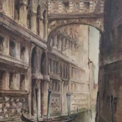 Alternative view of Italian Oil Painting on Canvas, Venice the Bridge of Sighs, Signed