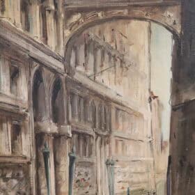 Italian Oil Painting on Canvas, Venice the Bridge of Sighs, Signed