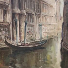 Italian Oil Painting on Canvas, Venice the Bridge of Sighs, Signed