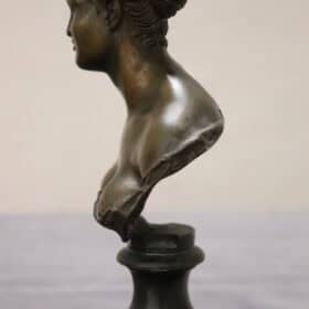 Small Bronze Sculpture, Signed Gemito, Bust of a Young Woman