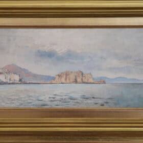 Italian Oil Painting on Board, Gulf of Naples, Signed U. Allason