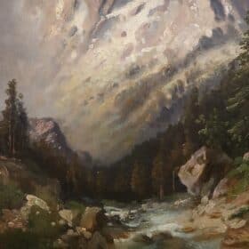 20th-Century Alpine Landscape Oil Painting