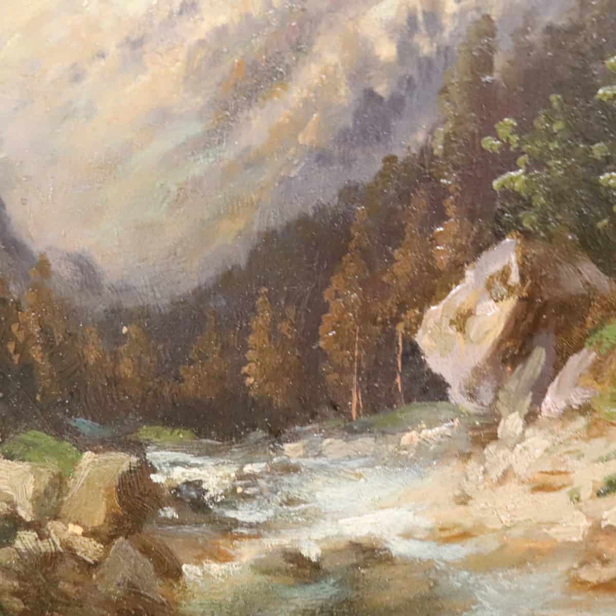 20th-Century Alpine Landscape Oil Painting - Image 6
