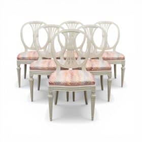 Swedish Gustavian Dining Chairs, Oval Back, Set of 6