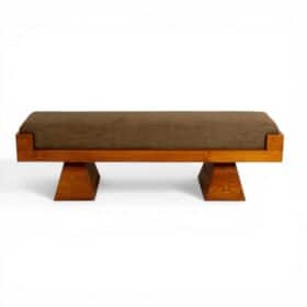 Italian Contemporary Ash Wood Bench with Green Mohair Velvet Seat by Élitis