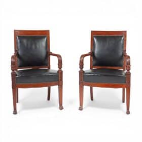 Pair of French Empire Armchairs, France 1800-1810