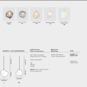 Quartz Pendant Light, Contemporary French Design