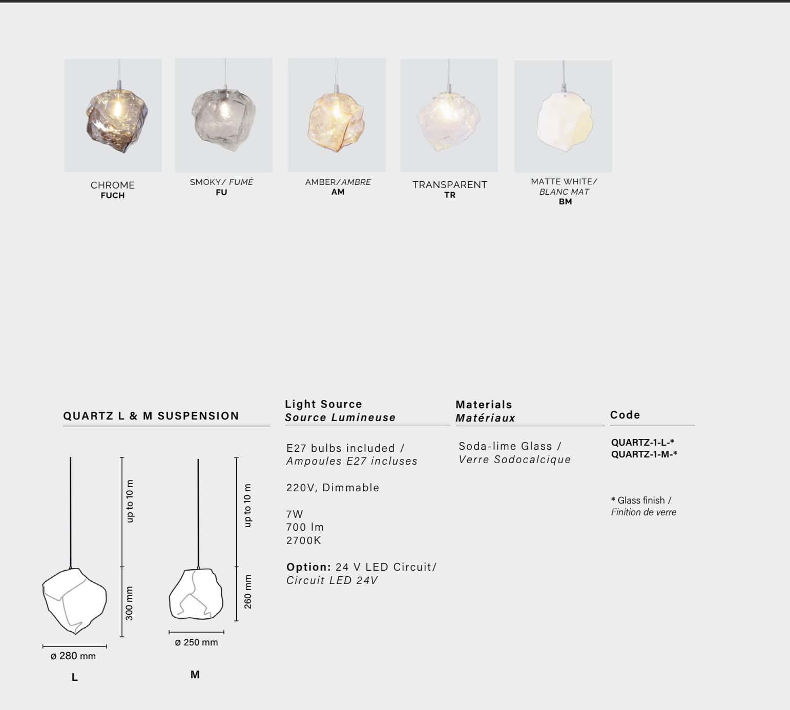 Quartz Pendant Light, Contemporary French Design - Image 6