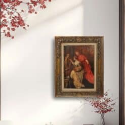 Alternative view of 19th century Italian School Oil Painting, Young Woman Painter with Cardinal