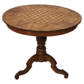 Mid 19th Century Italian Louis Philippe Antique Round Table in Inlaid Walnut