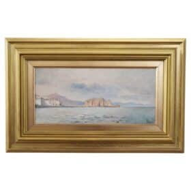 Italian Oil Painting on Board, Gulf of Naples, Signed U. Allason