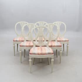 Swedish Gustavian Dining Chairs, Oval Back, Set of 6