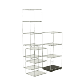Set of 3 Shelves, Chrome-plated Metal and Glass, 1970s
