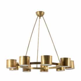 Circular Chandelier, Matte Golden Brass, Contemporary