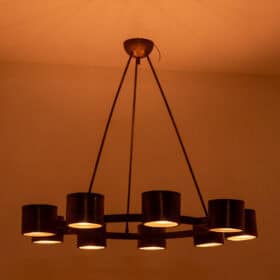 Circular Chandelier, Matte Golden Brass, Contemporary