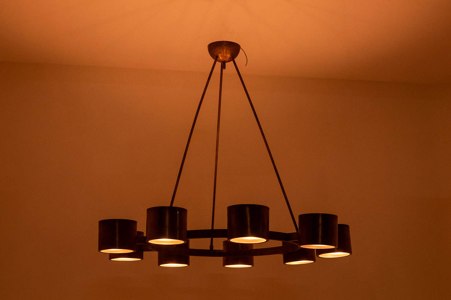 Circular Chandelier, Matte Golden Brass, Contemporary - Image 2