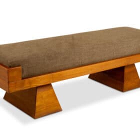 Italian Contemporary Ash Wood Bench with Green Mohair Velvet Seat by Élitis