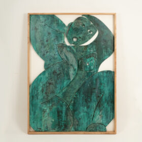 “Sortez du cadre!” Bas-relief, Weathered Wood, Contemporary