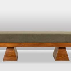 Alternative view of Green Mohair Velvet Bench, Ash Wood, Contemporary