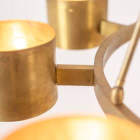 Circular Chandelier, Matte Golden Brass, Contemporary