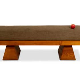 Italian Contemporary Ash Wood Bench with Green Mohair Velvet Seat by Élitis