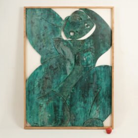 “Sortez du cadre!” Bas-relief, Weathered Wood, Contemporary