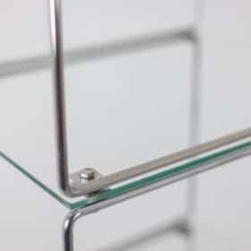 Set of 3 Shelves, Chrome-plated Metal and Glass, 1970s