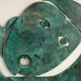 “Sortez du cadre!” Bas-relief, Weathered Wood, Contemporary