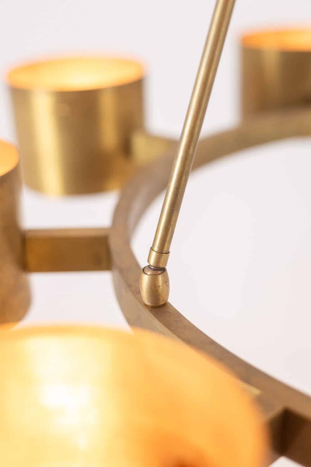 Circular Chandelier, Matte Golden Brass, Contemporary - Image 4
