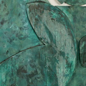 “Sortez du cadre!” Bas-relief, Weathered Wood, Contemporary