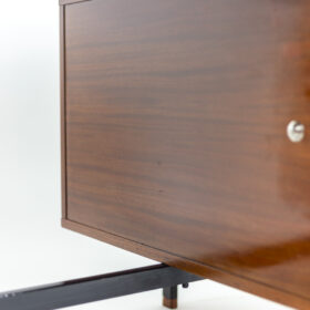 Pierre Guariche Mahogany Desk, Lacquered Metal, 1960s